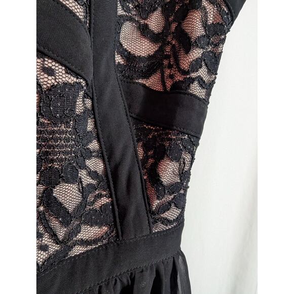 MORGAN & CO Black Lace & Chiffon Hi Low Formal Dress Size 3/4 A1 - Picture 5 of 8